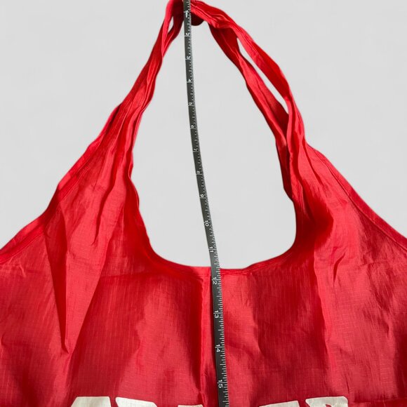 TRADER JOE'S MICRO TOTE (RED w/Black Straps) with GROCERY BAG BRAND NEW FOLDABLE - Picture 5 of 9